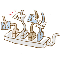 タップにひしめくコードのイラスト。
