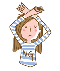 両手でバツ印をつくる女性のイラスト